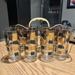 Midcentury Greek Themed 22-Karat Gold Highball Glasses